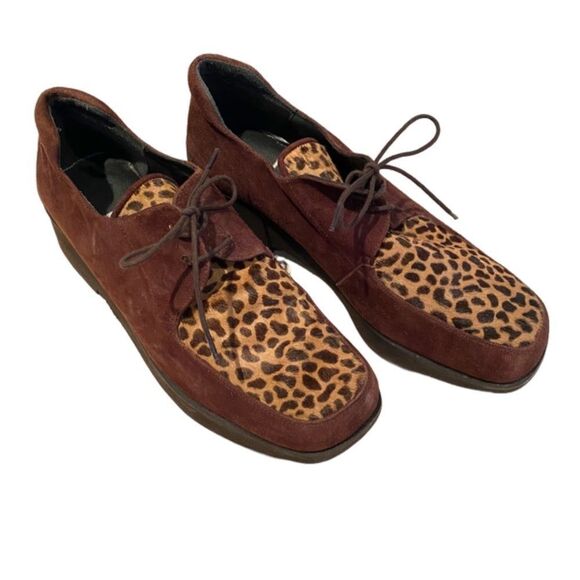 Andre Assous Featherweights Oxford Leopard Print Hair Upper Size 8 0265 - Picture 2 of 7